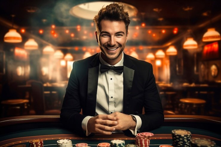 Tim pangkalan togel di studio dengan dealer live dealer dan peralatan streaming HD